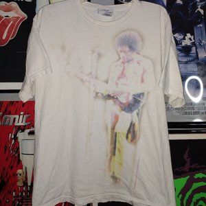 Vintage Y2k 2005 Jimi Hendrix Band White Graphic T Shirt Large